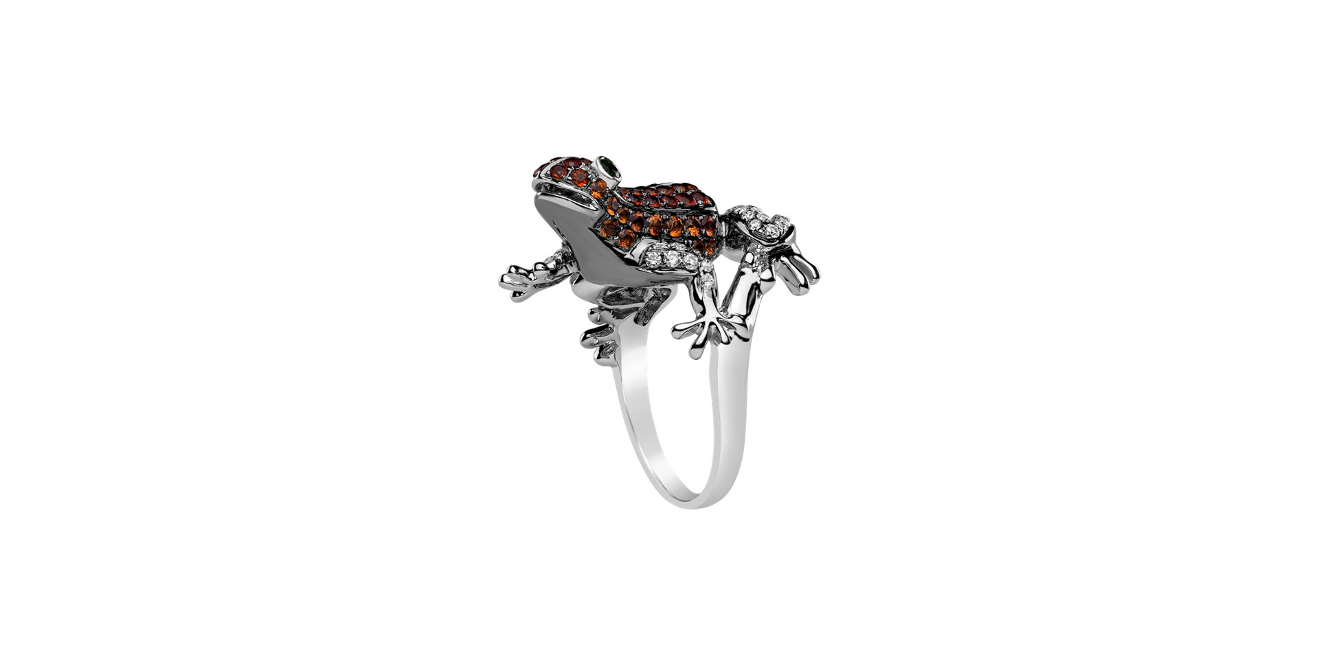 Diamond ring with Ruby and Garnet Miracle Frog