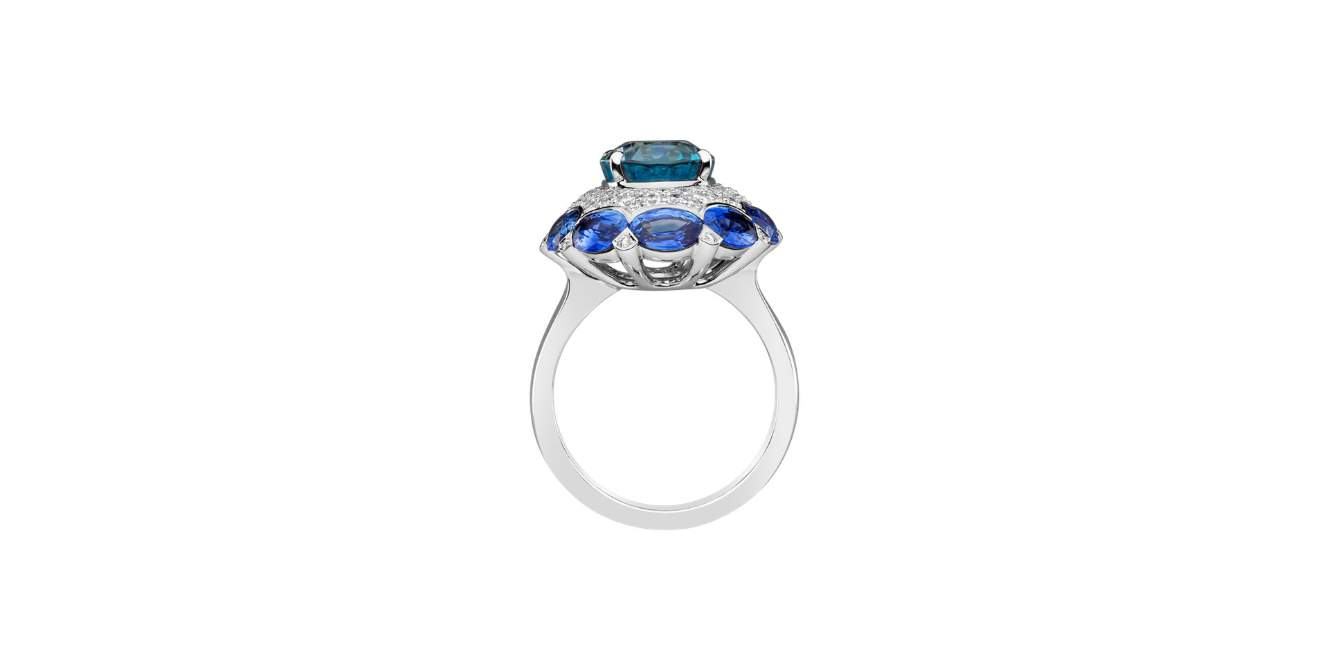 Diamond ring with gemstone and Sapphire Blue Gentility