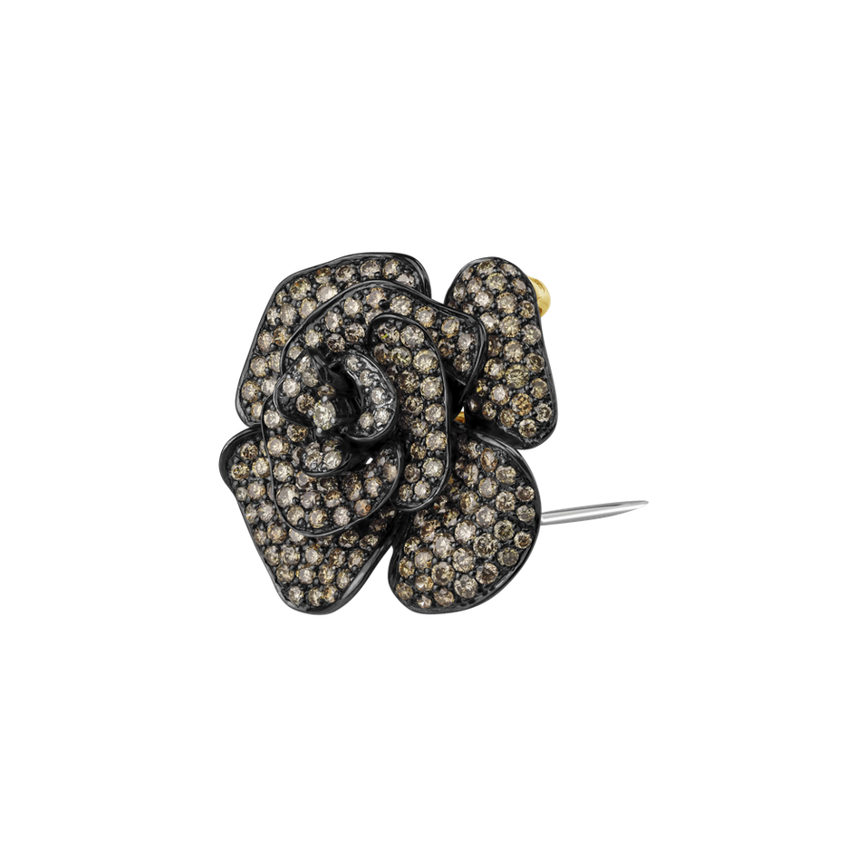 Ring with brown and white diamonds Flower Highness