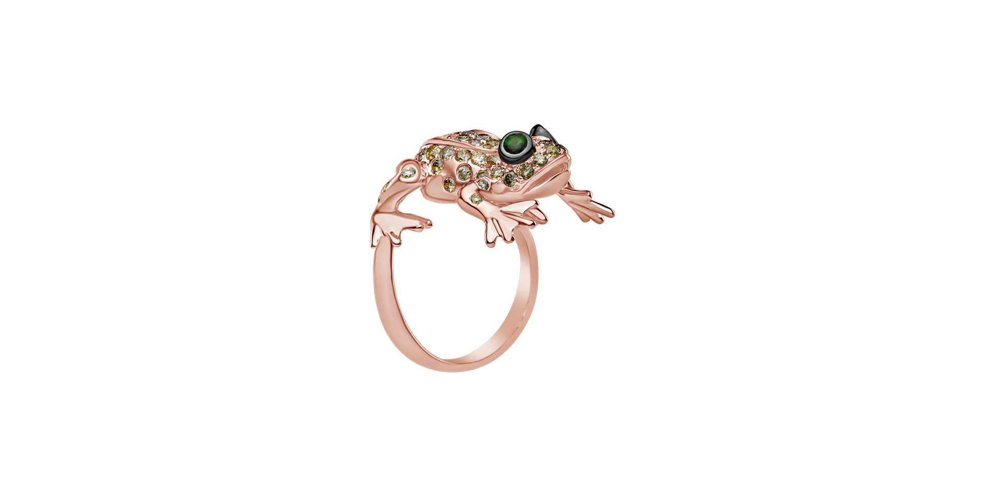 Ring with brown diamonds and Garnet Frog Prince