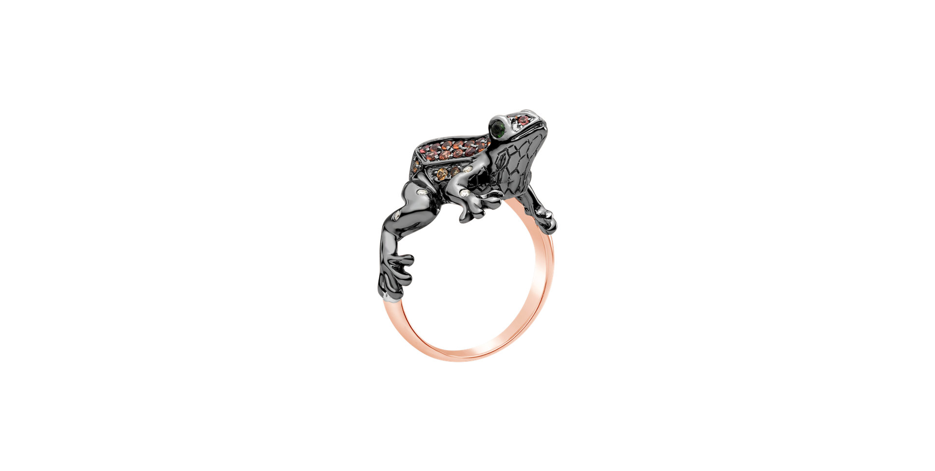 Ring with brown diamonds, Sapphire and Garnet Sandy Frog