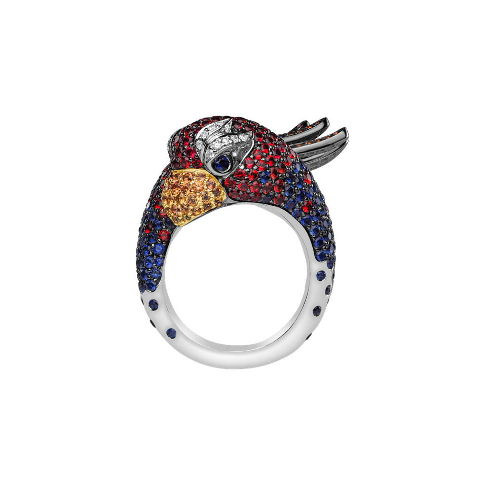 Diamond ring with Sapphire Sparkling Blossom