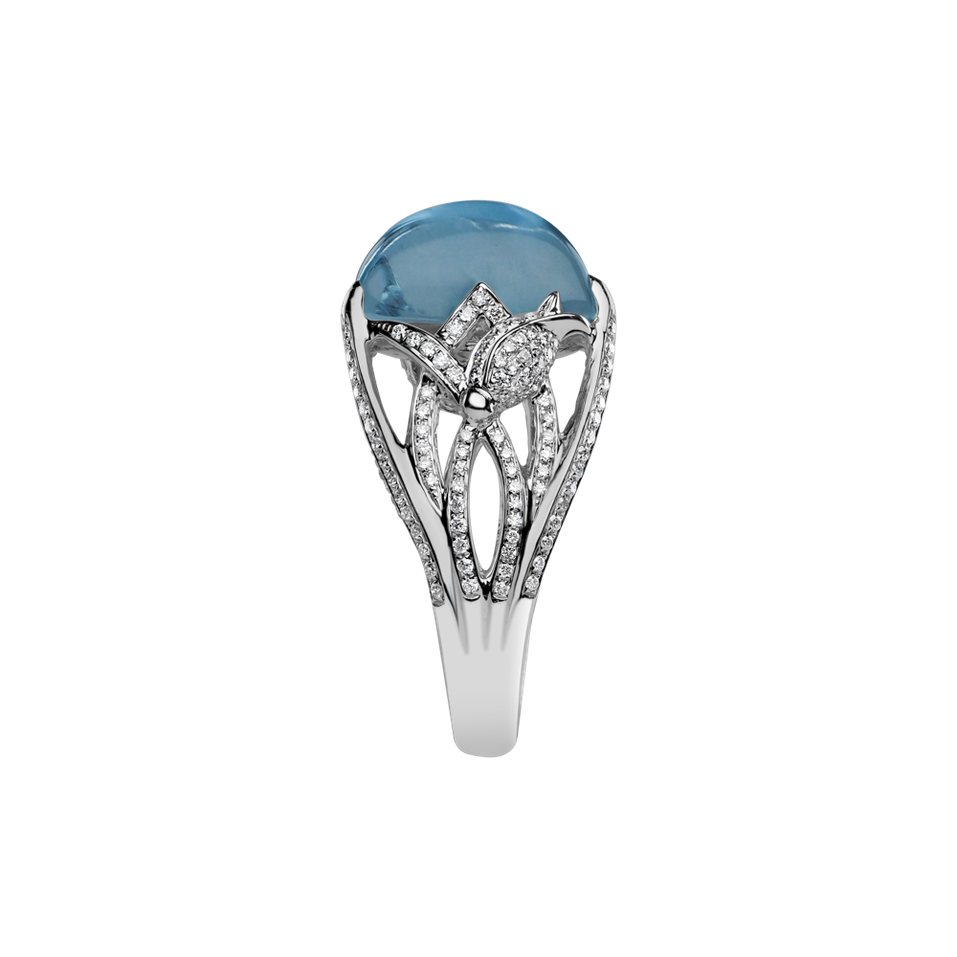 Diamond ring with Aquamarine Ocean Sin