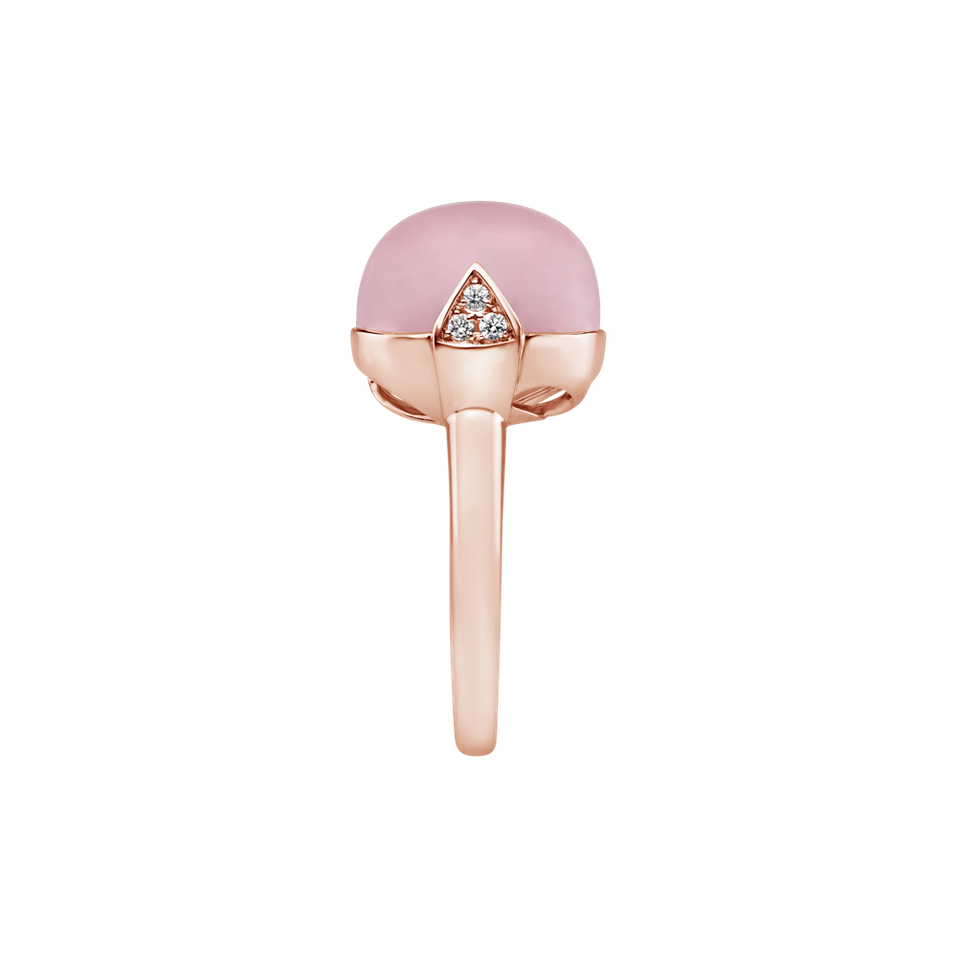 Diamond ring with Rose Quartz Fairy Blossom