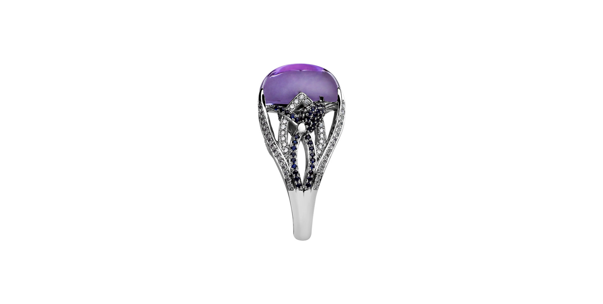 Diamond ring with Amethyst and Sapphire Fascinating Ladyship