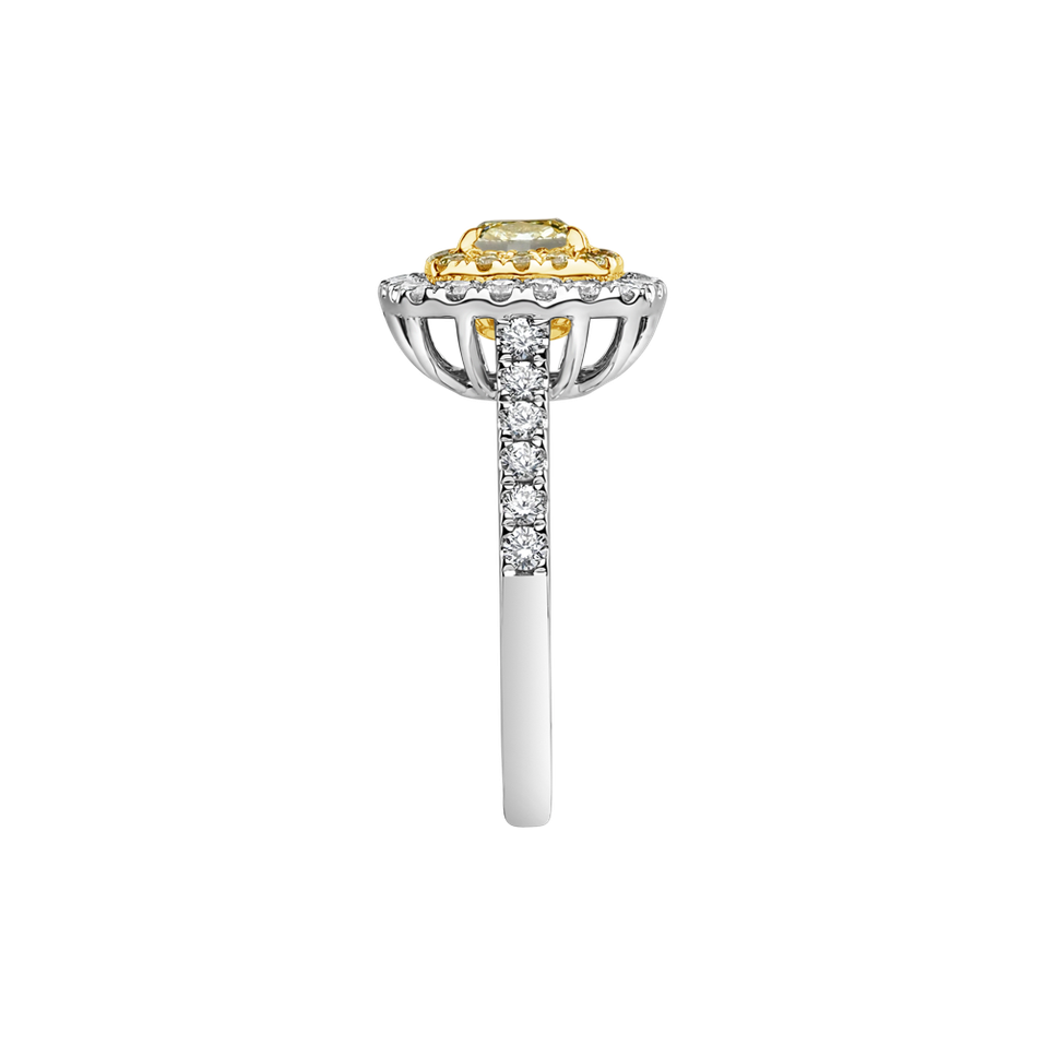 Ring with yellow and white diamonds Sparkling Rise