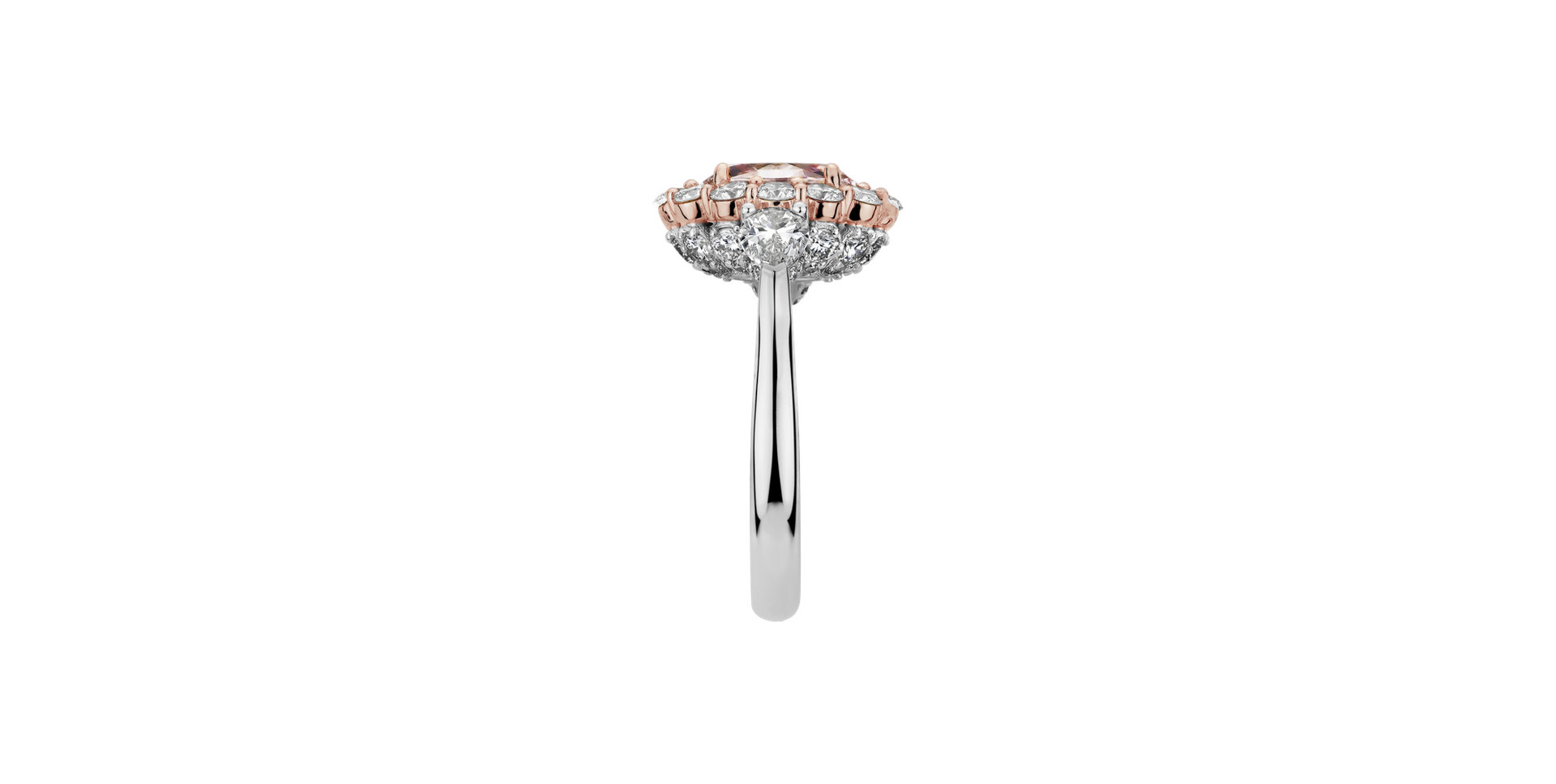 Ring with white and pink diamonds Princess Delight