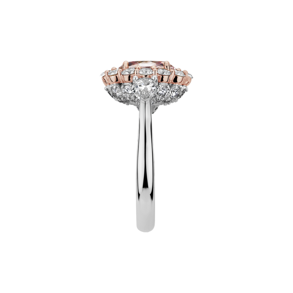Ring with white and pink diamonds Princess Delight