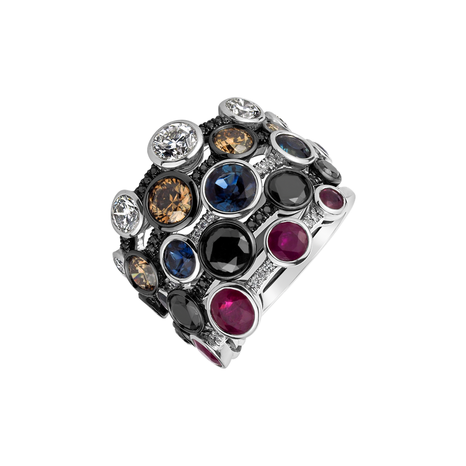 Ring with brown and white diamonds Galaxy of Passion