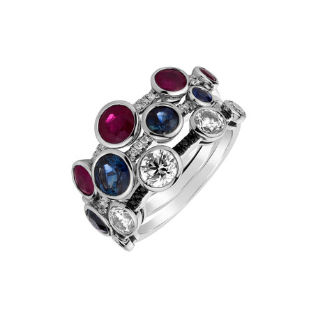 Diamond ring with Sapphire Galaxy of Passion