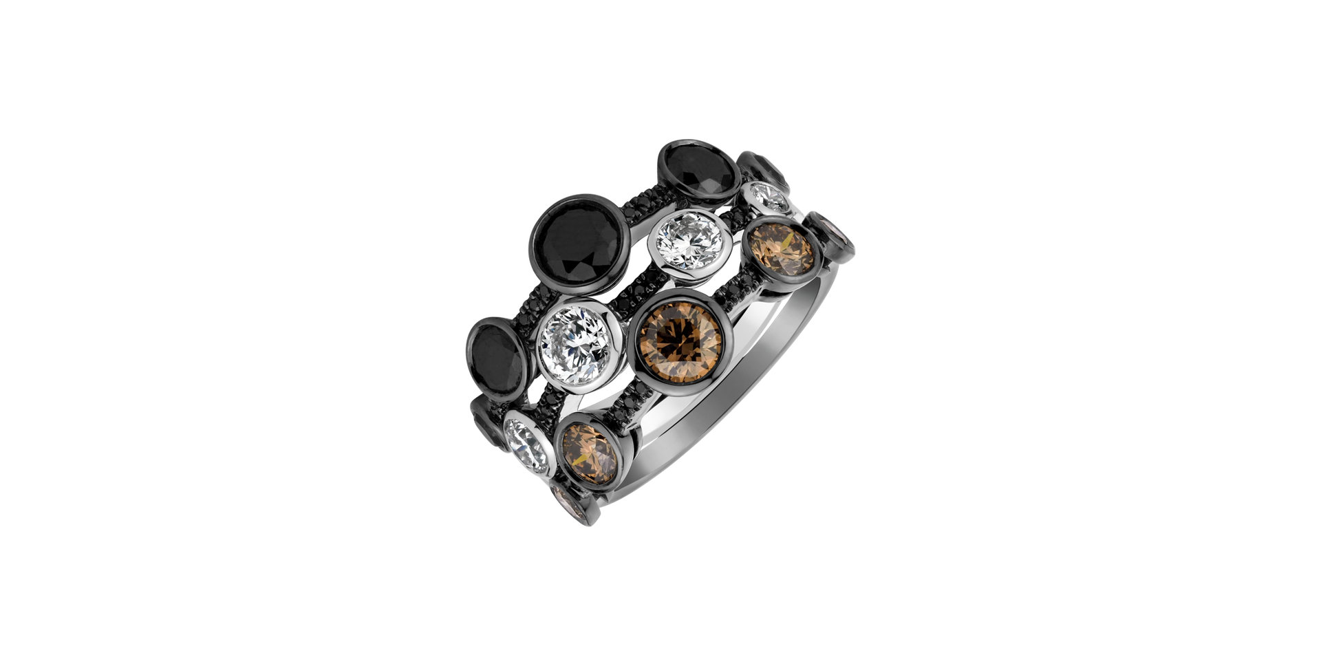 Ring with brown and black diamonds Galaxy of Passion