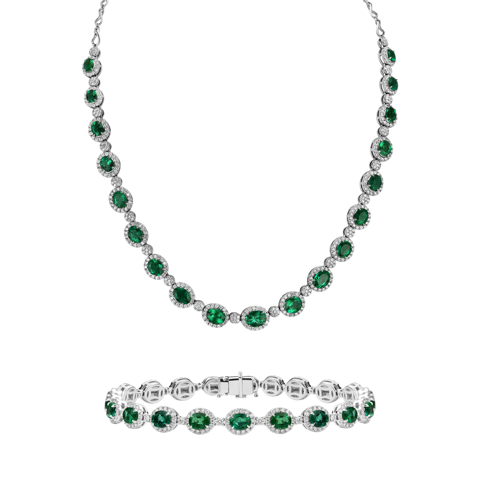 Diamond necklace with Emerald Imposant Constellation
