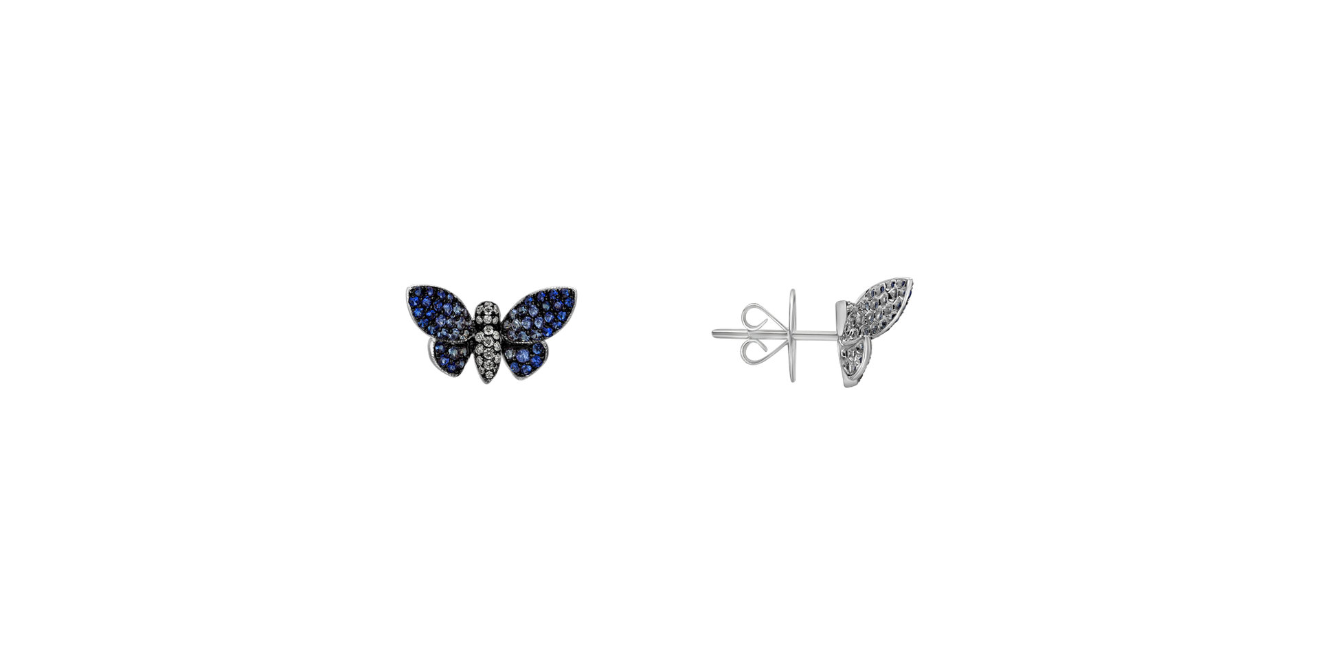 Diamond earrings with Sapphire Graceful Butterfly