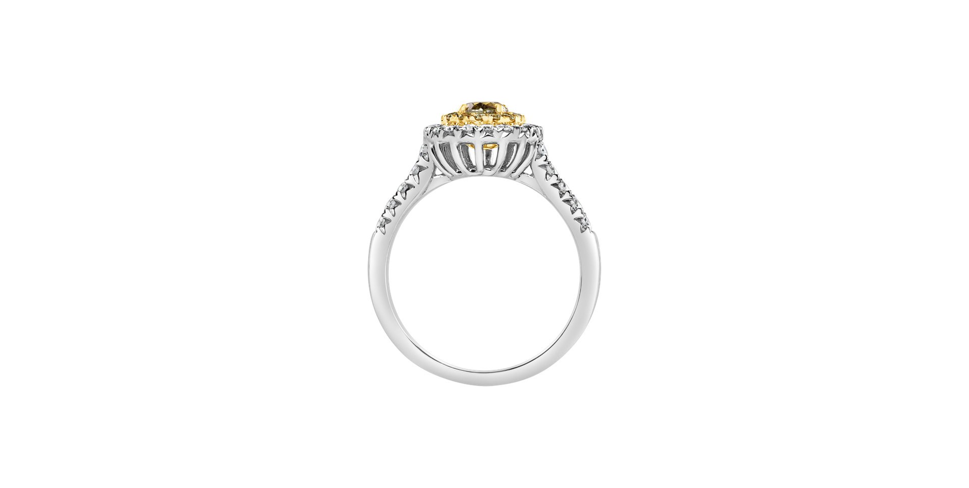 Ring with yellow and white diamonds Sun Galaxy