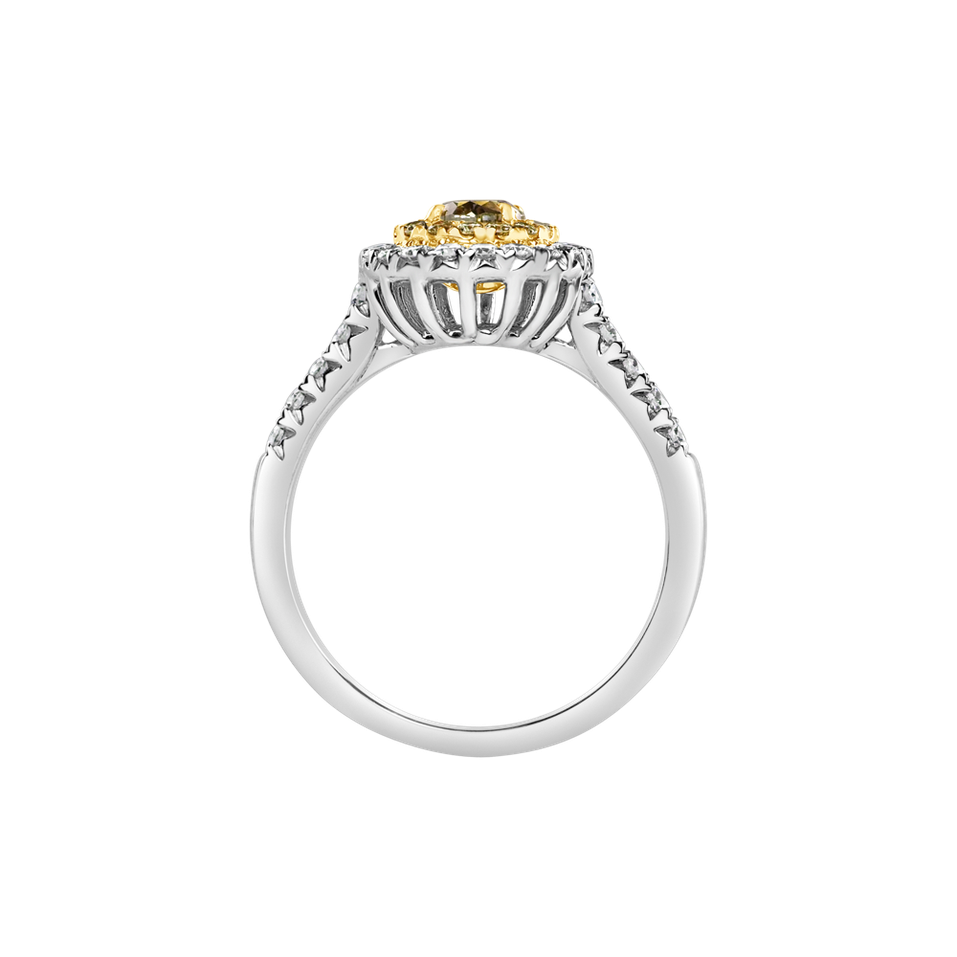 Ring with yellow and white diamonds Sun Galaxy