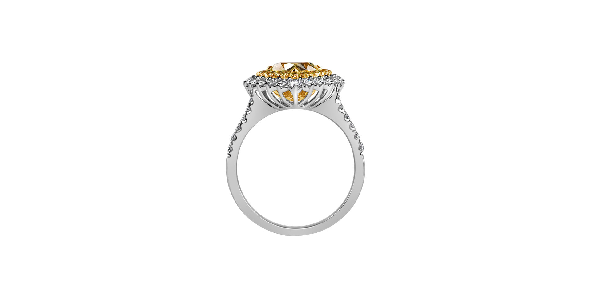 Ring with yellow and white diamonds Sun Tribute