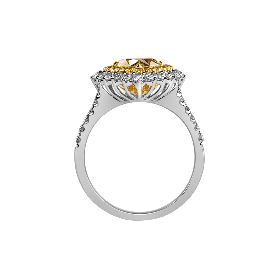 Ring with yellow and white diamonds Sun Tribute