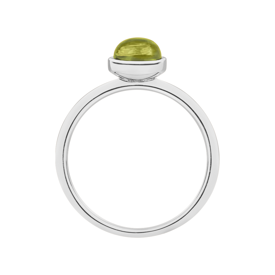 Ring with Prehnite Bonbon