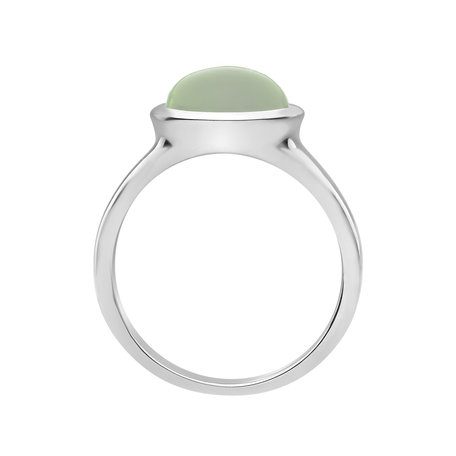 Ring with Prehnite Bonbon