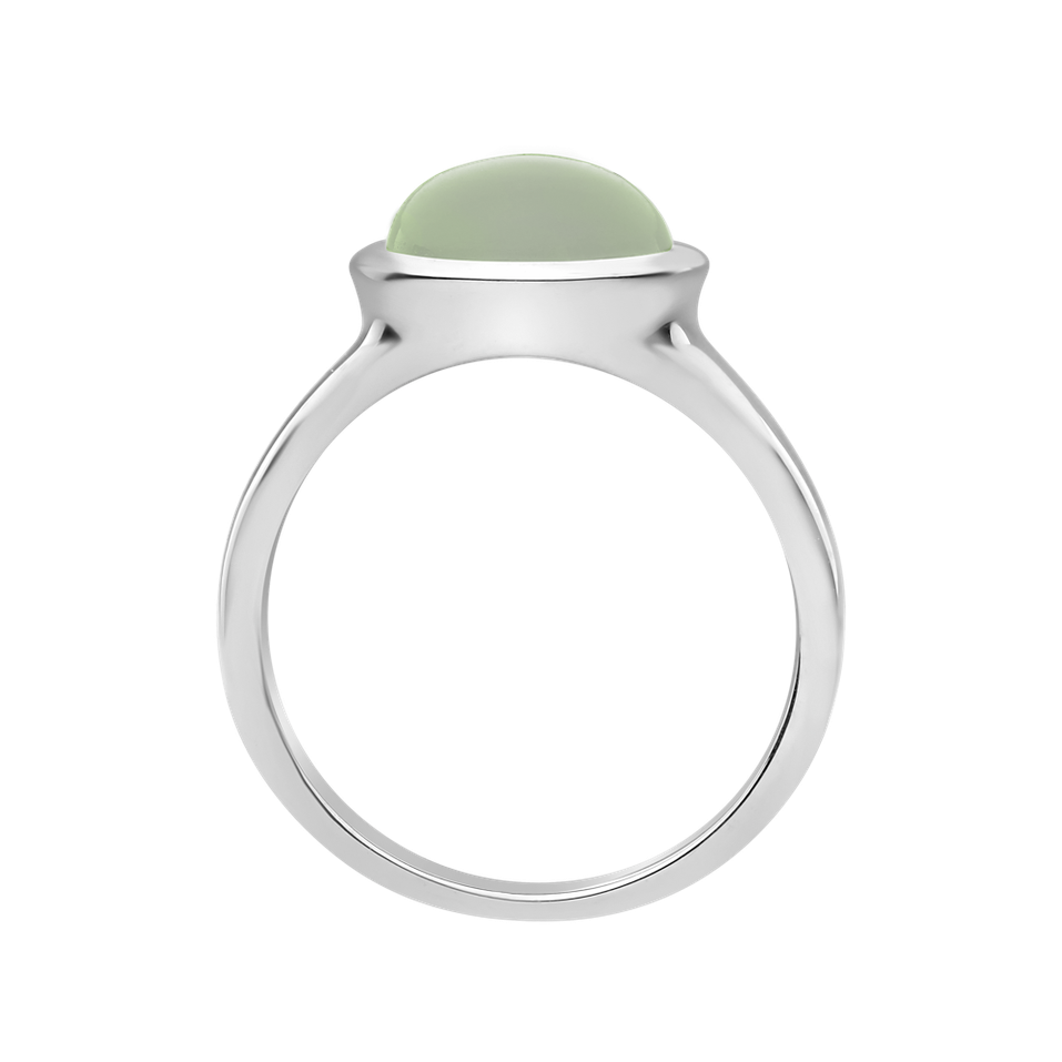 Ring with Prehnite Bonbon