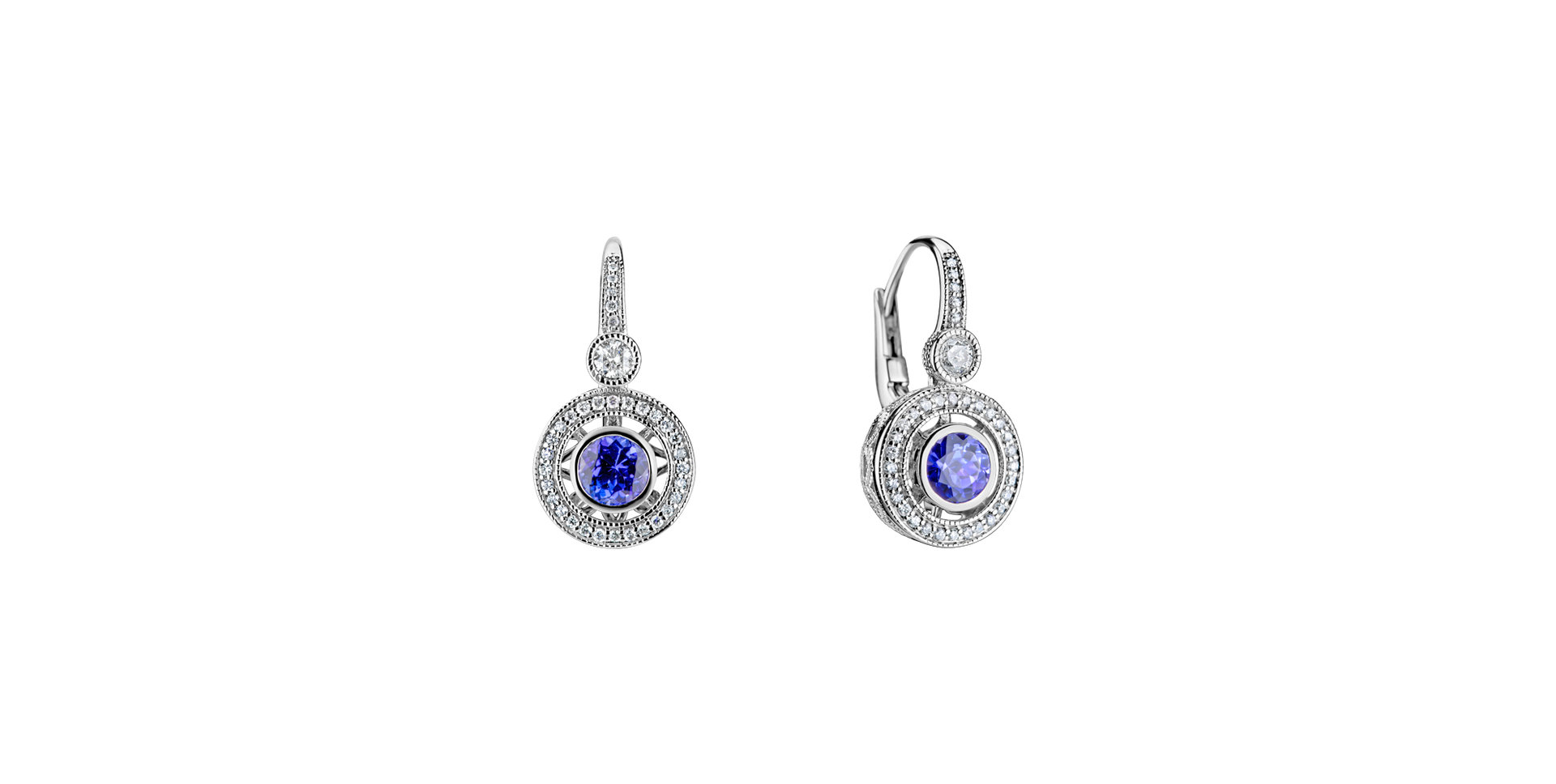 Diamond earrings with Tanzanite Monarch Love