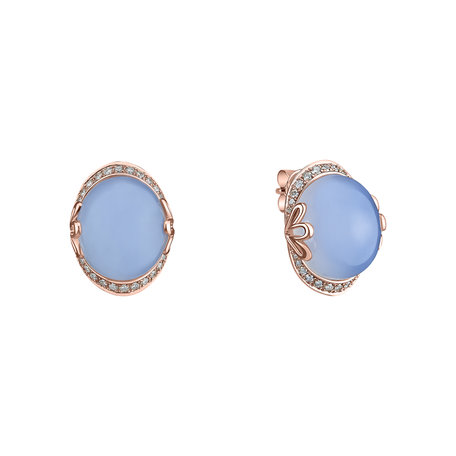 Diamond earrings with Chalcedony Mystique
