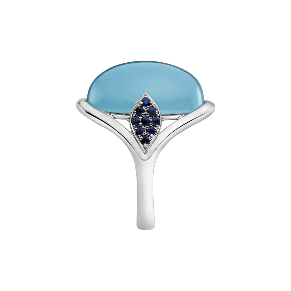 Ring with Aquamarine and Sapphire Akvamarine Beauty