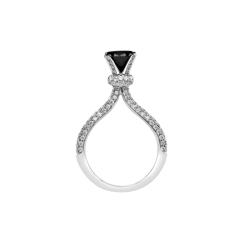 Ring with black and white diamonds Leandra