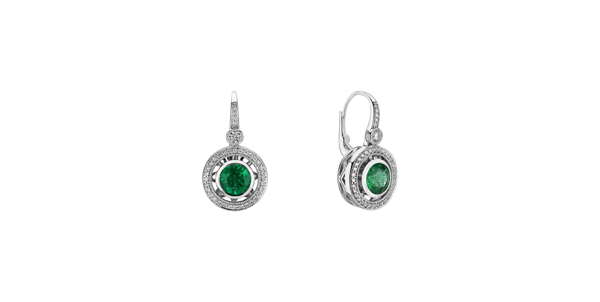 Diamond earrings with Emerald Monarch Love