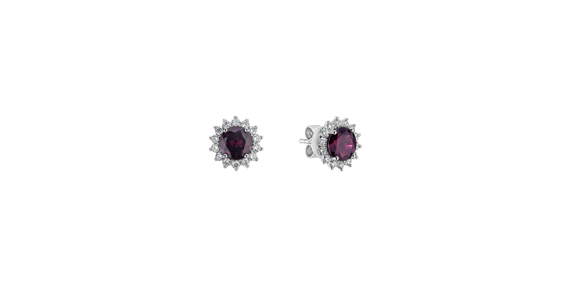 Diamond earrings with Rhodolite Stellar Hope