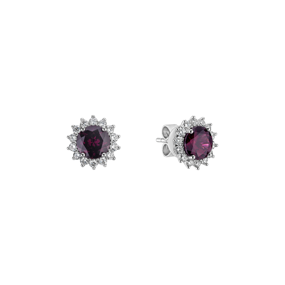 Diamond earrings with Rhodolite Stellar Hope