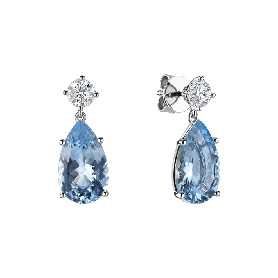 Diamond earrings with Aquamarine Royal Tears