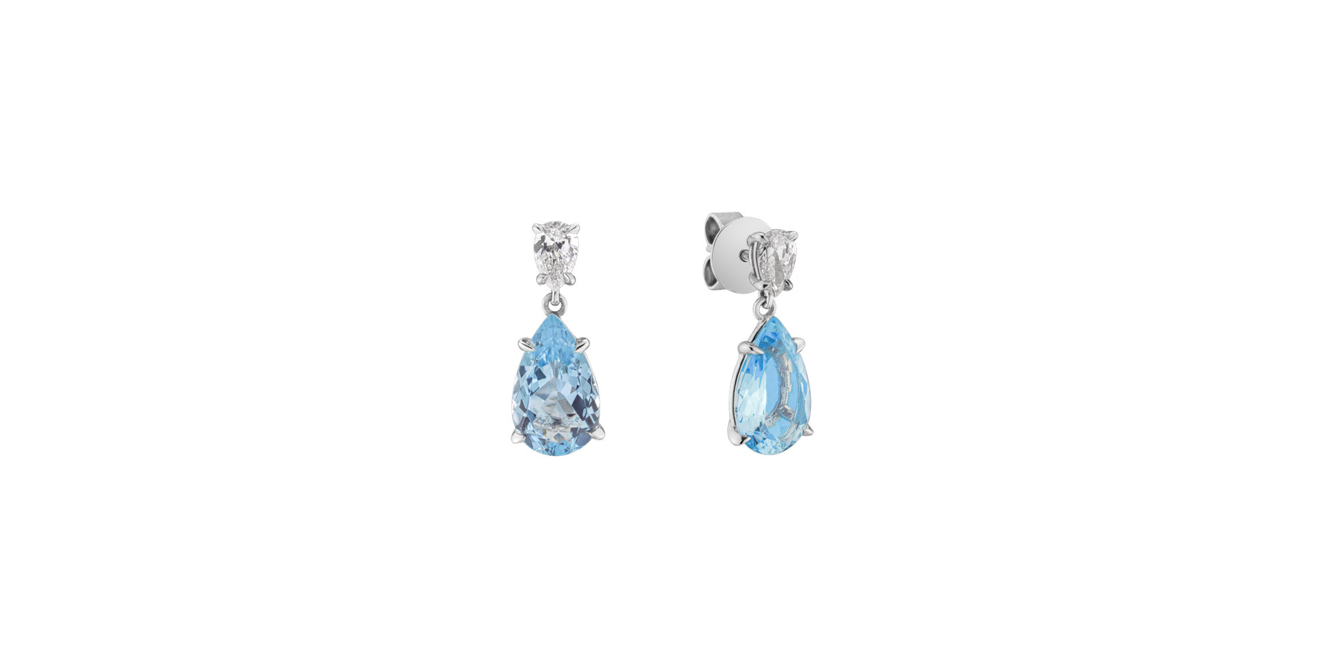 Diamond earrings with Aquamarine Fairytale Tears