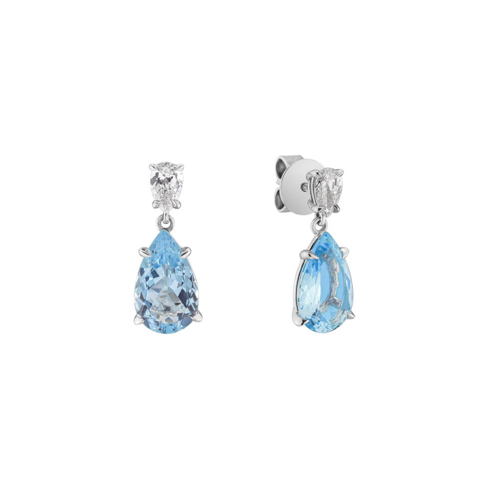 Diamond earrings with Aquamarine Fairytale Tears