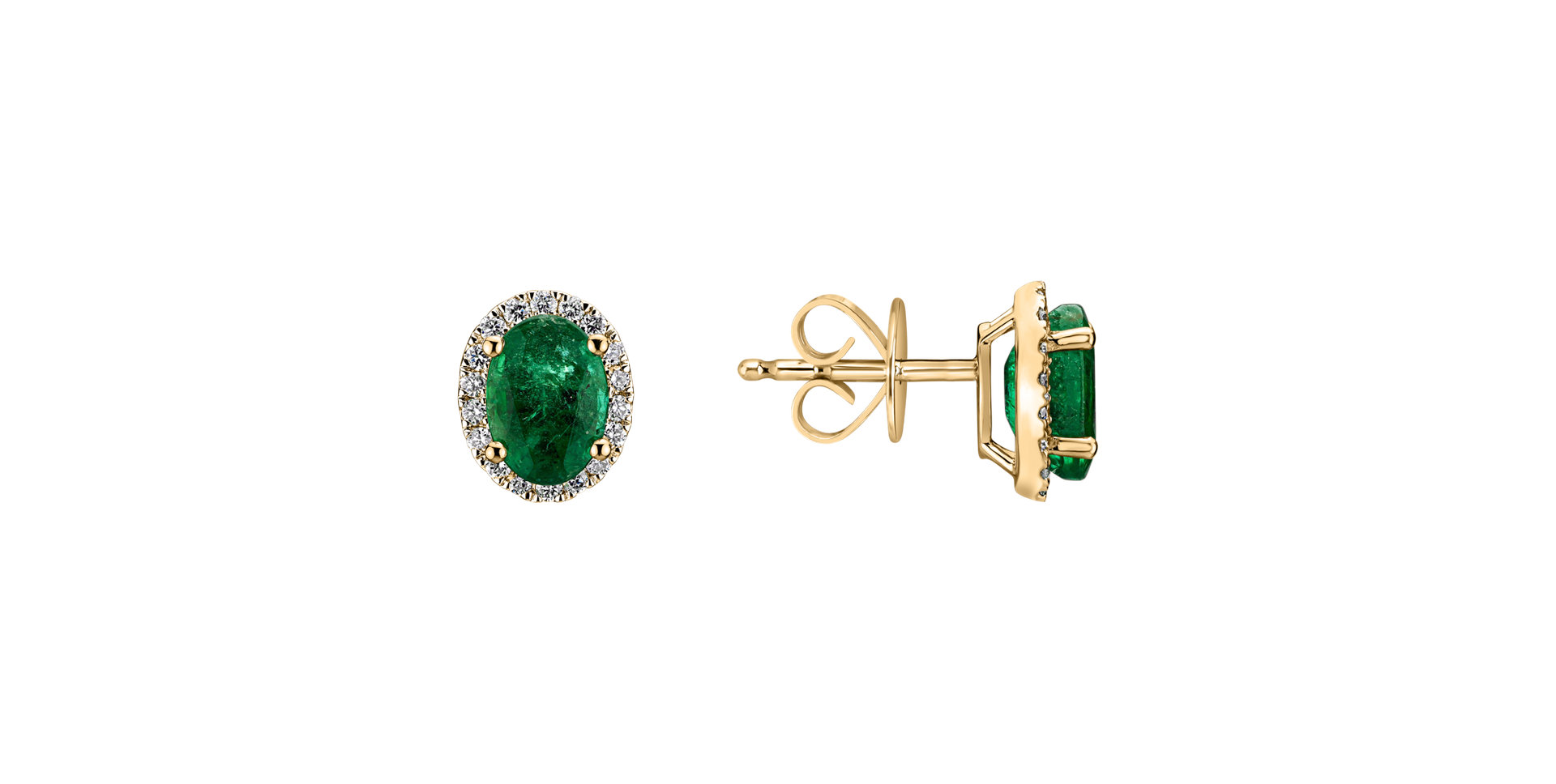 Diamond earrings with Emerald Imperial Allegory
