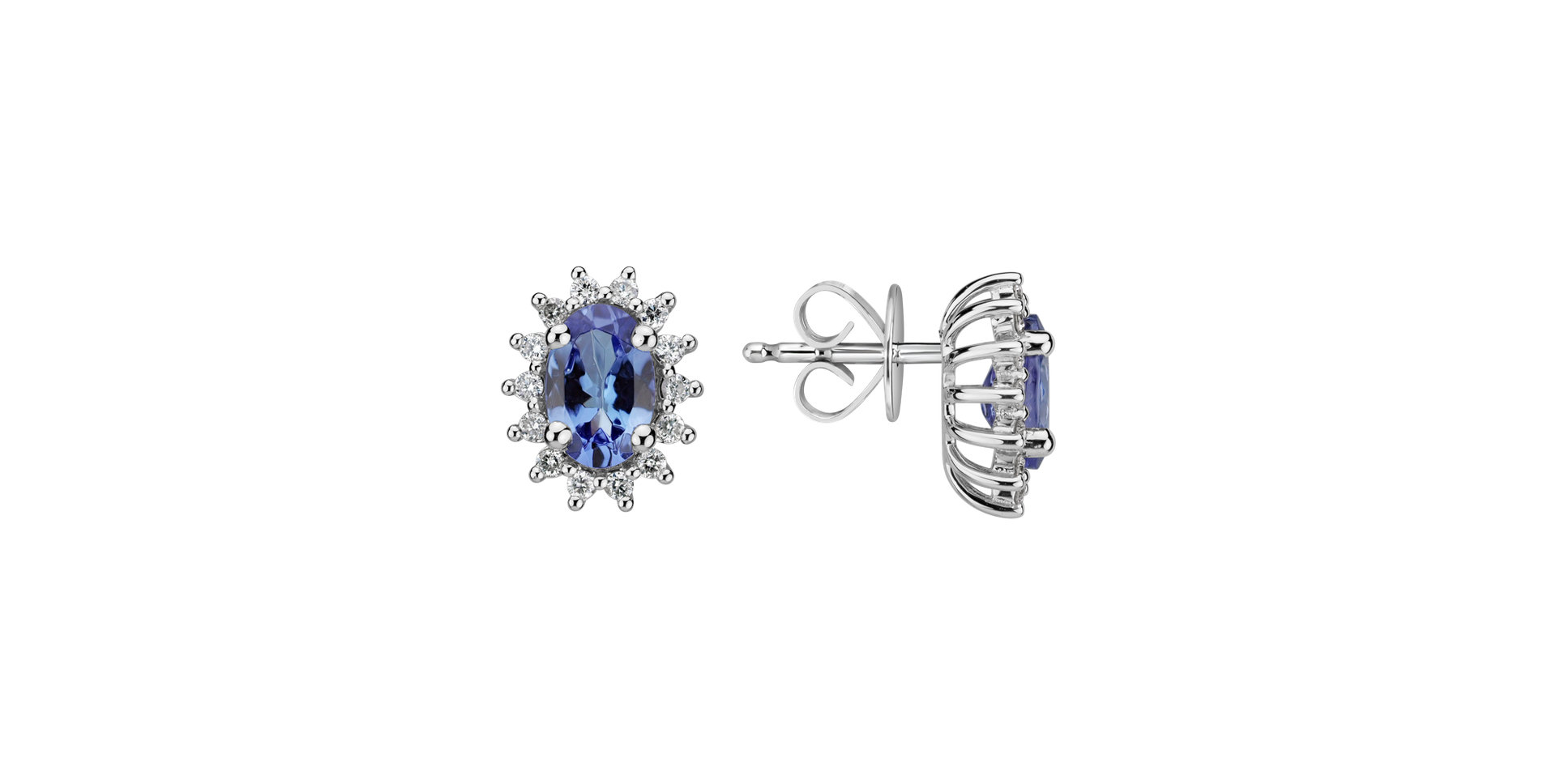 Diamond earrings with Tanzanite Princess Sparkle