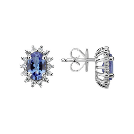Diamond earrings with Tanzanite Princess Sparkle