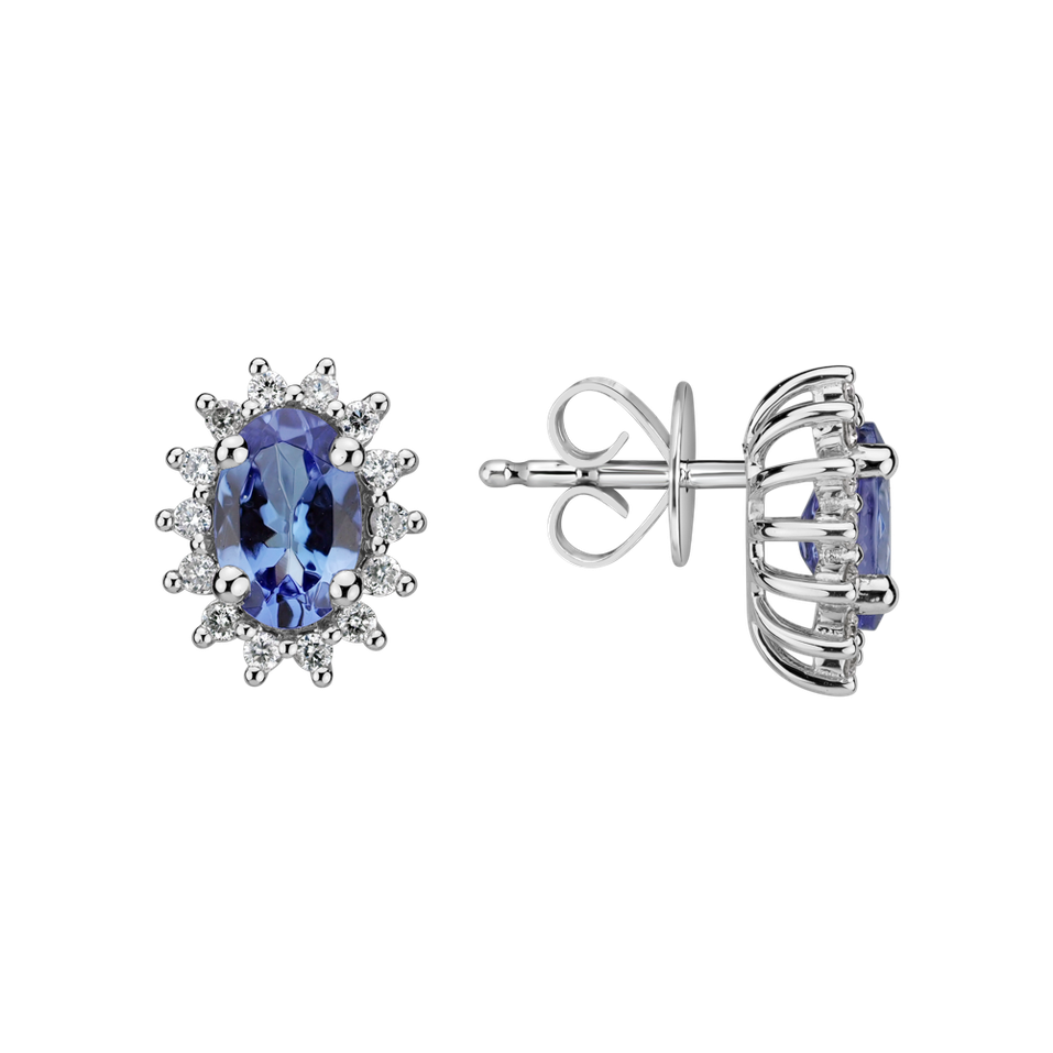 Diamond earrings with Tanzanite Princess Sparkle