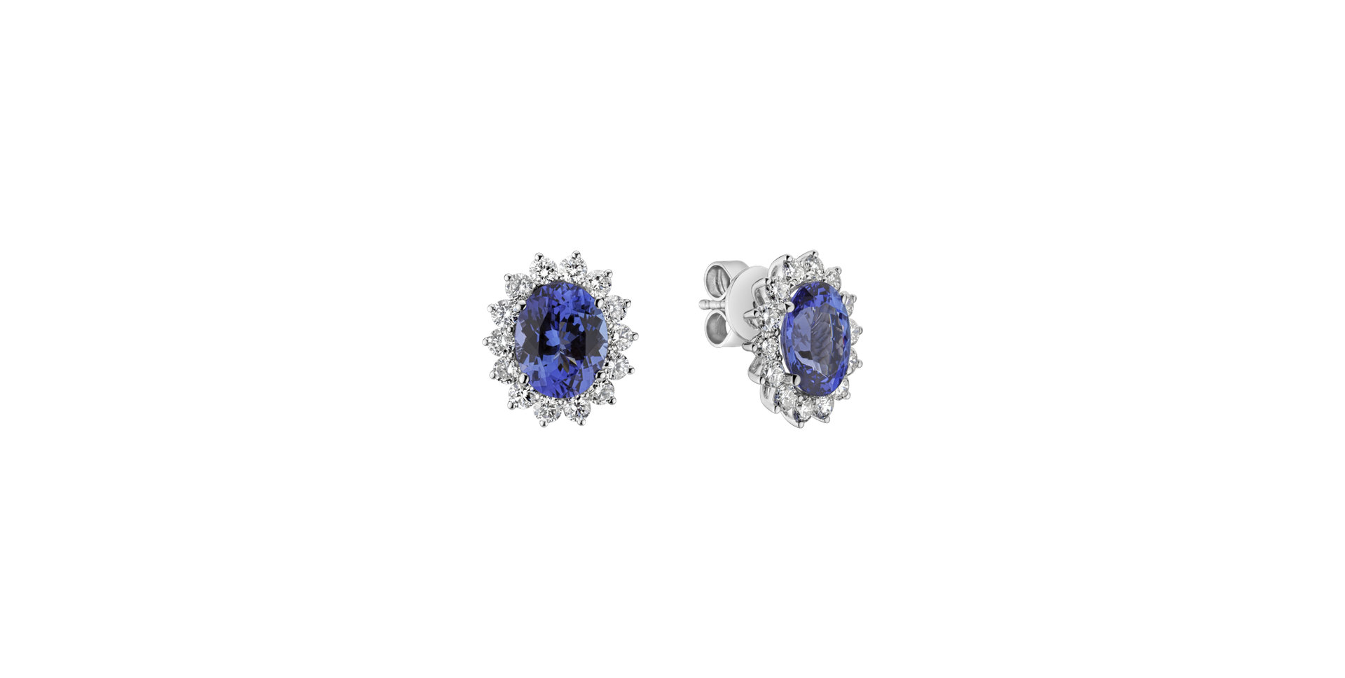 Diamond earrings with Tanzanite Princess Sparkle