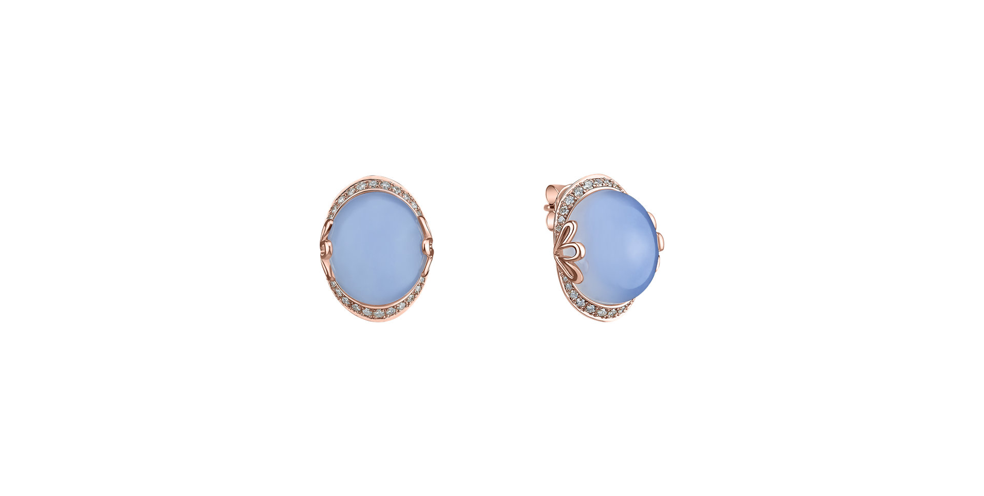 Diamond earrings with Chalcedony Petal Capture