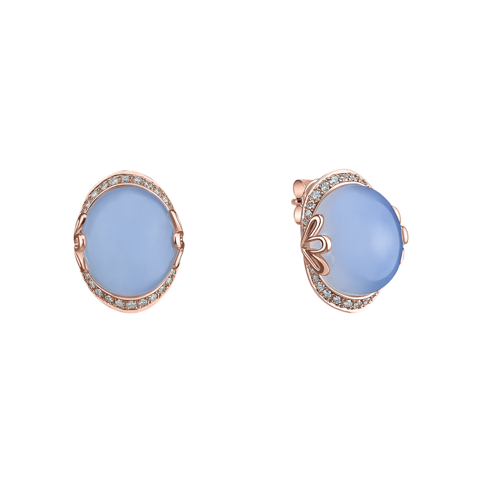 Diamond earrings with Chalcedony Petal Capture
