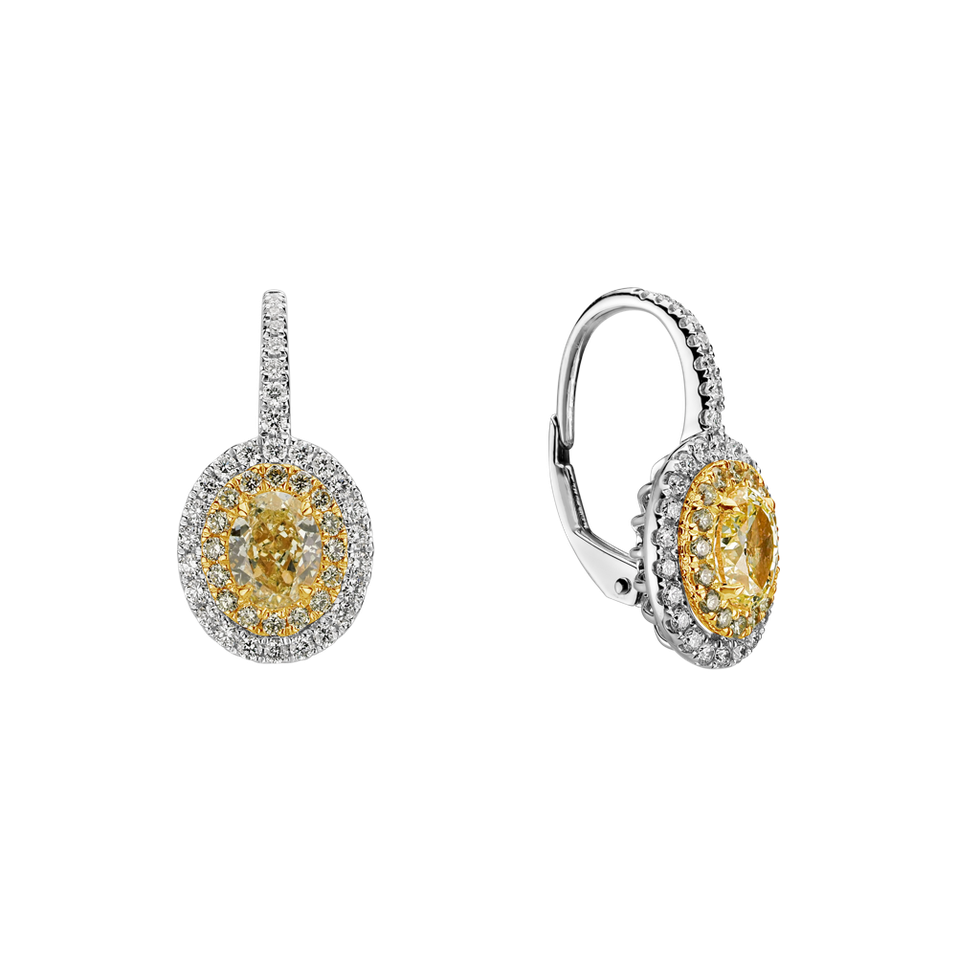 Earrings with yellow and white diamonds Glossy Sun