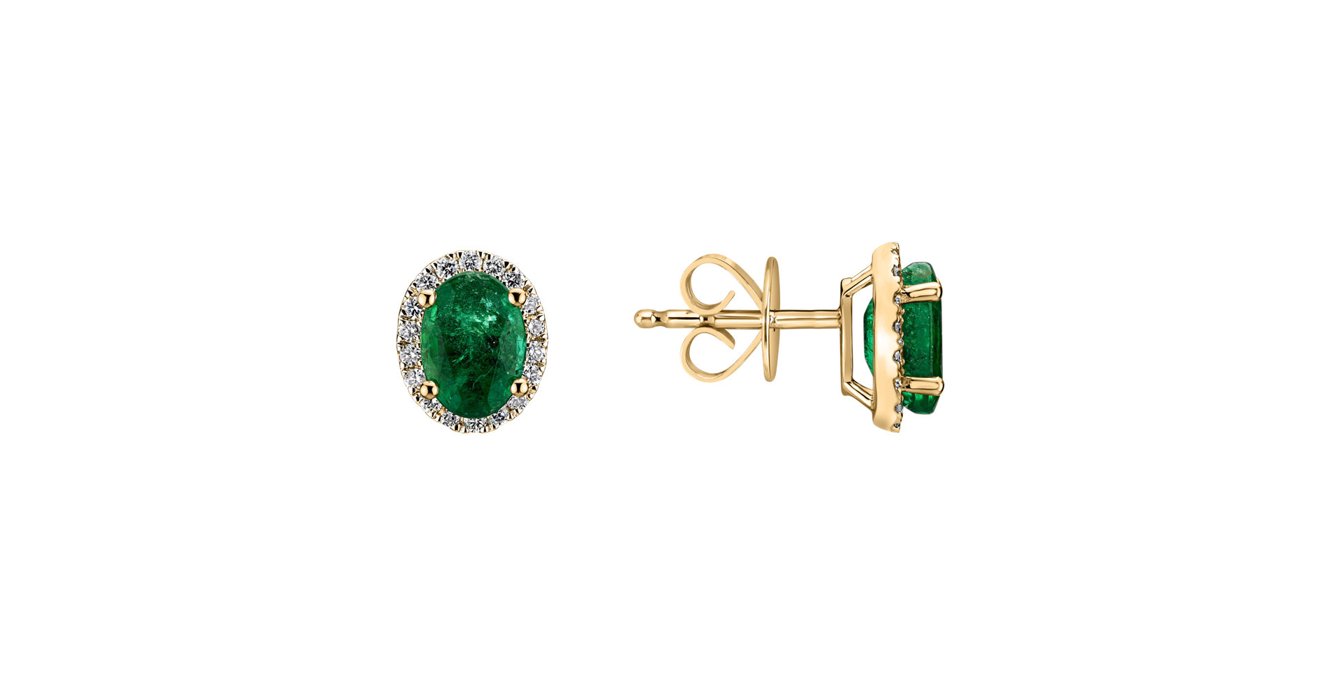 Diamond earrings with Emerald Imperial Allegory