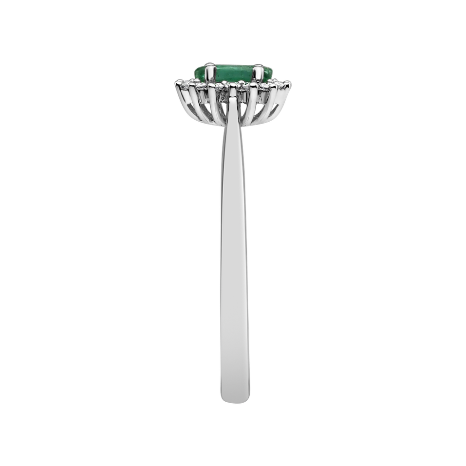 Diamond ring with Emerald Princess