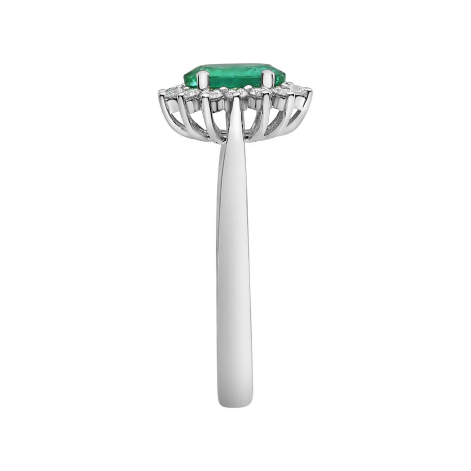 Diamond ring with Emerald Princess