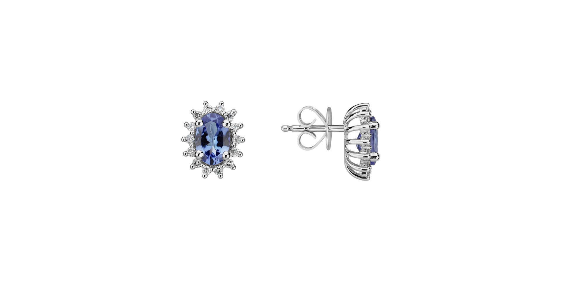 Diamond earrings with Tanzanite Princess Sparkle