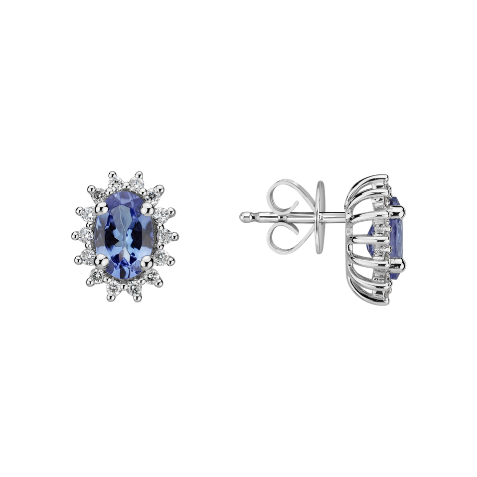 Diamond earrings with Tanzanite Princess