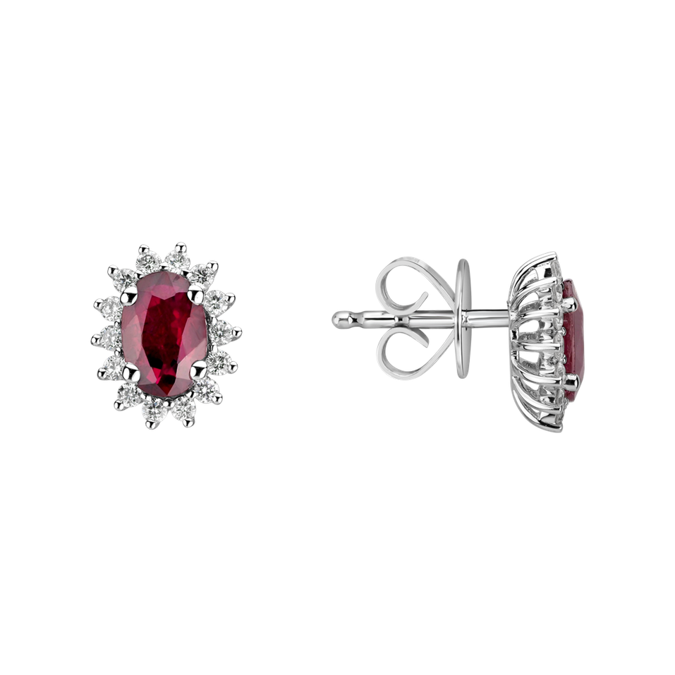 Diamond earrings with Ruby Princess