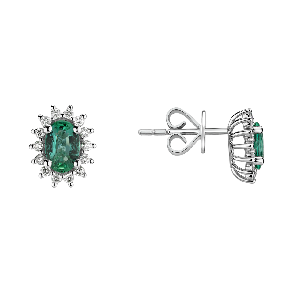 Diamond earrings with Emerald Princess