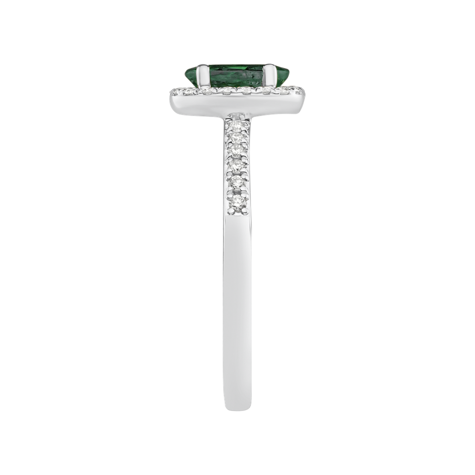 Diamond ring with Emerald Princess